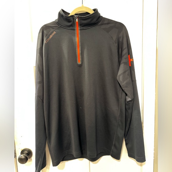 Men's UA Camo Combine Training 1/4 Zip size L black and orange - Picture 1 of 9